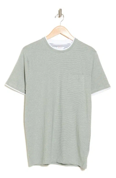 Denim And Flower Double Micro Stripe Cotton T-shirt In Pastel Green