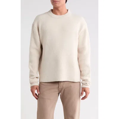Denim And Flower Drop Shoulder Crewneck Sweater In Neutral