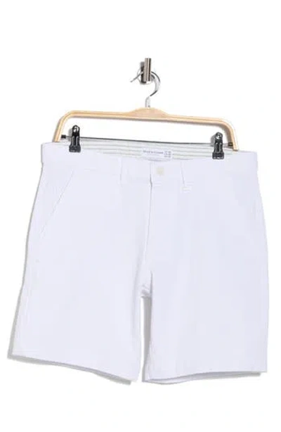 Denim And Flower Fixed Waist Shorts In White