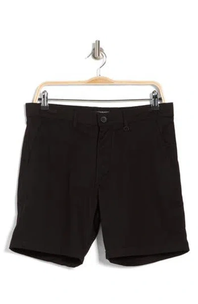 Denim And Flower Flat Front Woven Shorts In Black