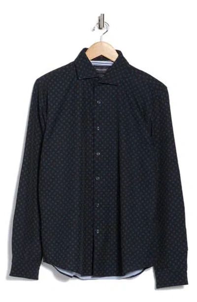 Denim And Flower Floral Dress Shirt In Black