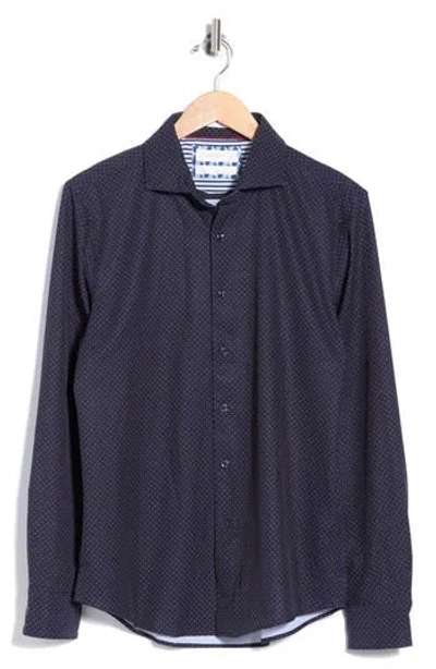 Denim And Flower Floral Dressy Tech Button-up Shirt In Blue