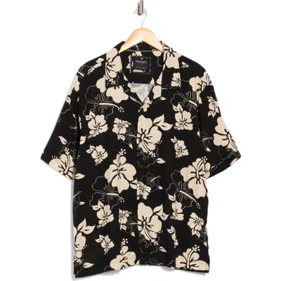 Denim And Flower Floral Print Camp Shirt In Black
