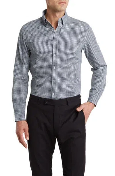 Denim And Flower Floral Print Dressy Stretch Tech Shirt In Navy/white Print