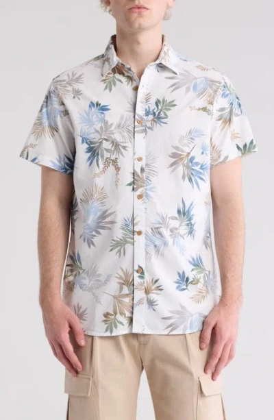 Denim And Flower Floral Short Sleeve Button-up Shirt In Cream Navy