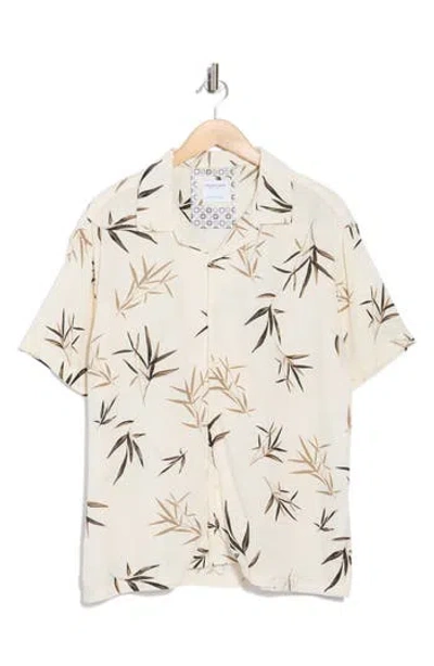 Denim And Flower Front Camp Shirt In White