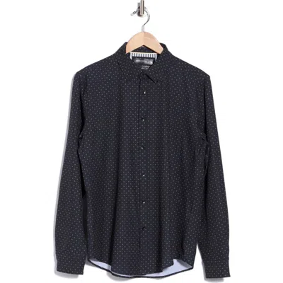 Denim And Flower Geo Dressy Button-up Shirt In Black