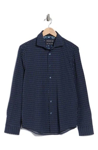 Denim And Flower Geo Performance Long Sleeve Button-up Shirt In Black