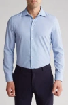Denim And Flower Geo Print Non-iron Tech Button-up Shirt In White/light Blue Geo