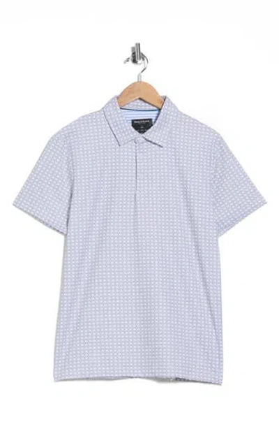 Denim And Flower Geo Print Polo In Blue