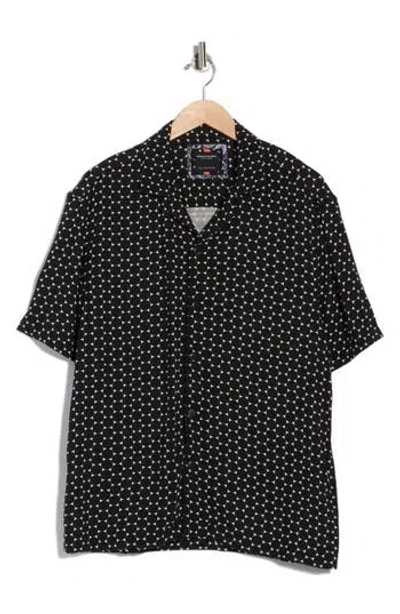 Denim And Flower Geo Print Short Sleeve Shirt In Black