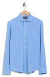 Denim And Flower Geo Print Stretch Button-up Shirt In Blue
