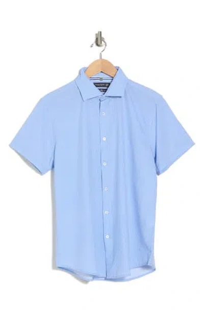 Denim And Flower Geo Short Sleeve Button-up Shirt In Blue