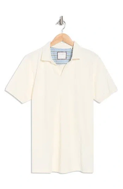 Denim And Flower Geo Textured Short Sleeve Polo In Neutral