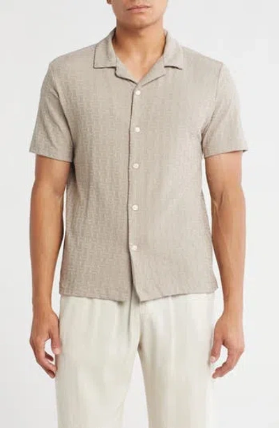 Denim And Flower Geometric Knit Camp Shirt In Neutral