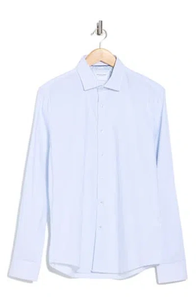 Denim And Flower Geometric Print Button-up Shirt In Blue
