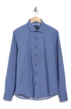 Denim And Flower Geometric Print Button-up Shirt In Blue