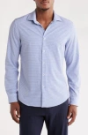 Denim And Flower Geometric Tech Long Sleeve Button Front Shirt In Blue