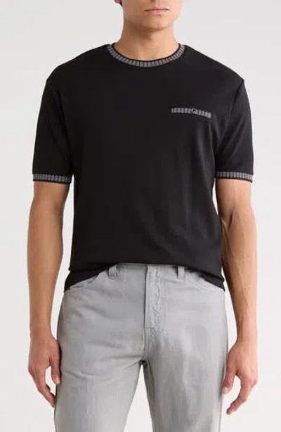 Denim And Flower Geometric Tipped Knit T-shirt In Black