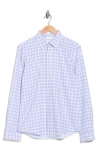 Denim And Flower Gingham Button-up Shirt In Blue