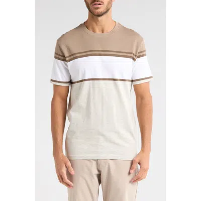 Denim And Flower Heather Contrast Stripe Cotton T-shirt In Brown