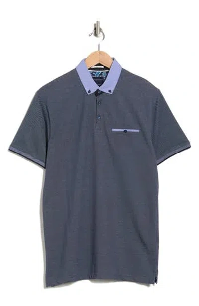 Denim And Flower Heathered Polo In Blue