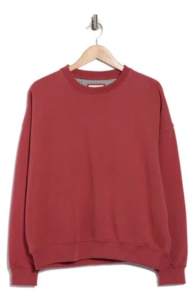 Denim And Flower Heavy Crewneck Sweatshirt In Red