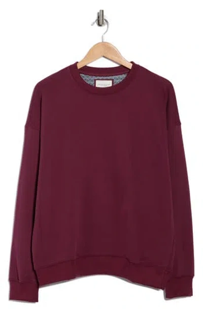Denim And Flower Heavy Crewneck Sweatshirt In Burgundy