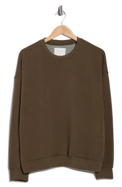 Denim And Flower Heavy Crewneck Sweatshirt In Brown