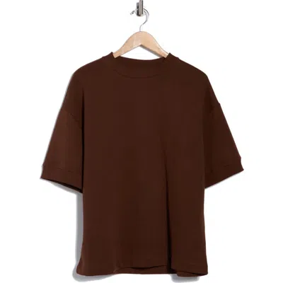 Denim And Flower Heavyweight Knit T-shirt In Burgundy
