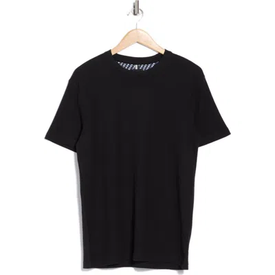 Denim And Flower Horizontal Stripe Textured Knit T-shirt In Black