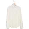 Denim And Flower Jacquard Button-up Shirt In White