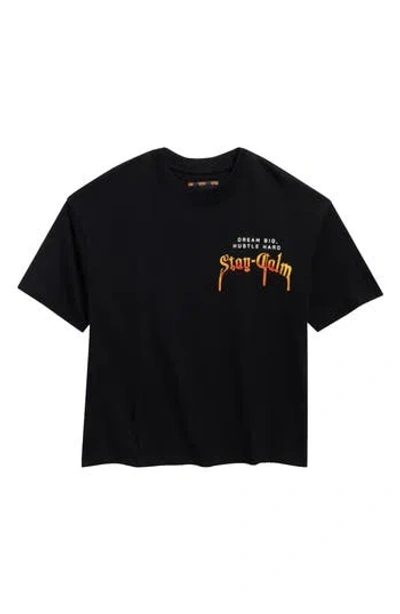 Denim And Flower Kids' Bear Cotton Graphic T-shirt In Black