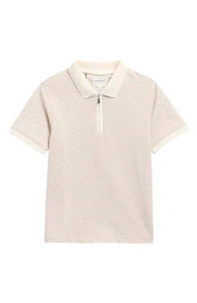 Denim And Flower Kids' Check Quarter Zip Polo In Neutral