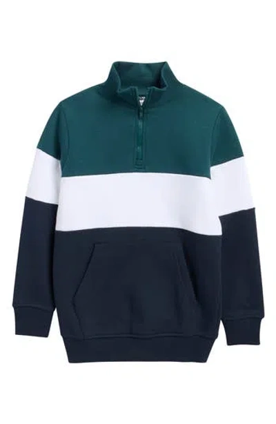 Denim And Flower Kids' Colorblock Sweatshirt In Pine Green