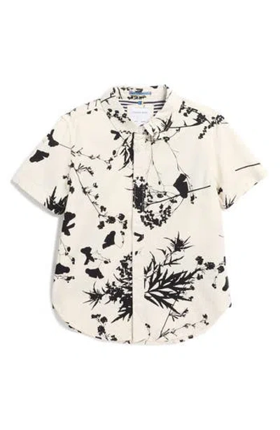 Denim And Flower Kids' Short Sleeve Button-up Shirt In White