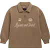 Denim And Flower Kids' Embroidered Quarter Zip Pullover In Brown