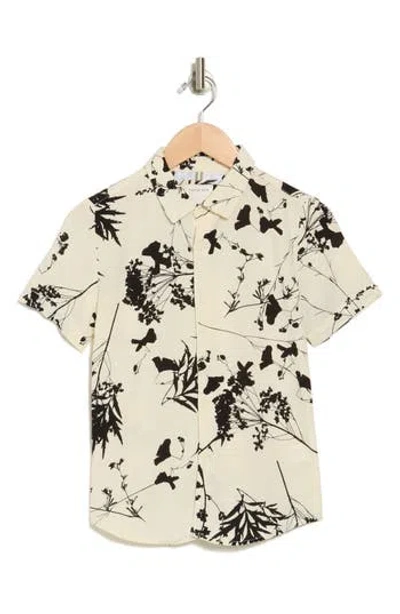 Denim And Flower Kids' Floral Short Sleeve Button-up Shirt In Neutral
