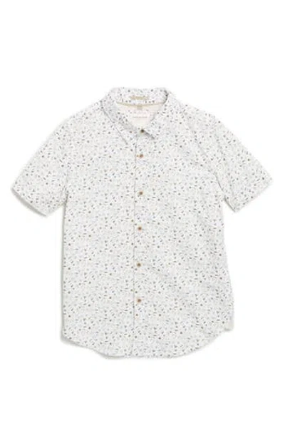Denim And Flower Kids' Floral Short Sleeve Button-up Shirt In White