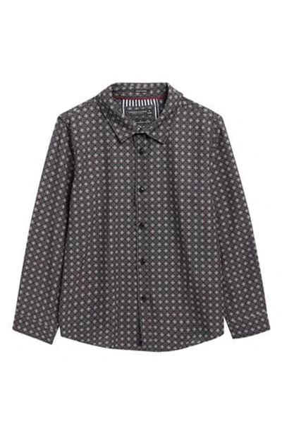 DENIM AND FLOWER DENIM AND FLOWER KIDS' GEOMETRIC FLORAL LONG SLEEVE BUTTON-UP SHIRT