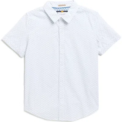 Denim And Flower Kids' Geometric Print Short Sleeve Button-up Shirt In White