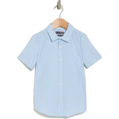 Denim And Flower Kids' Geometric Tech Short Sleeve Button-up Shirt In Blue
