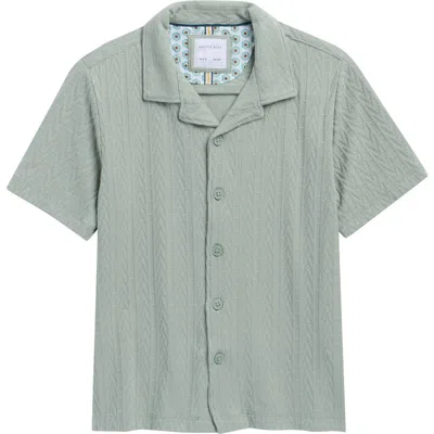 Denim And Flower Kids' Geometric Textured Camp Shirt In Green