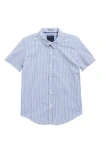 Denim And Flower Kids' Grid Print Short Sleeve Shirt In Blue