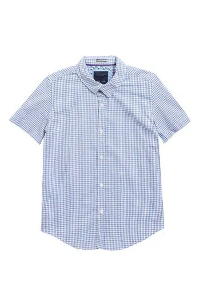 Denim And Flower Kids' Grid Print Short Sleeve Shirt In Blue