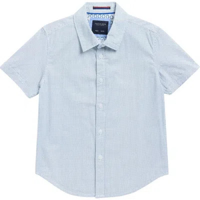 Denim And Flower Kids' Grid Print Short Sleeve Shirt In White