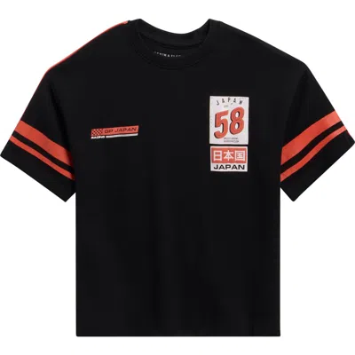 Denim And Flower Kids' Japan Racing Graphic T-shirt In Black