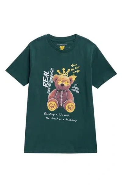 Denim And Flower Kids' King Teddy Bear Graphic T-shirt In Green