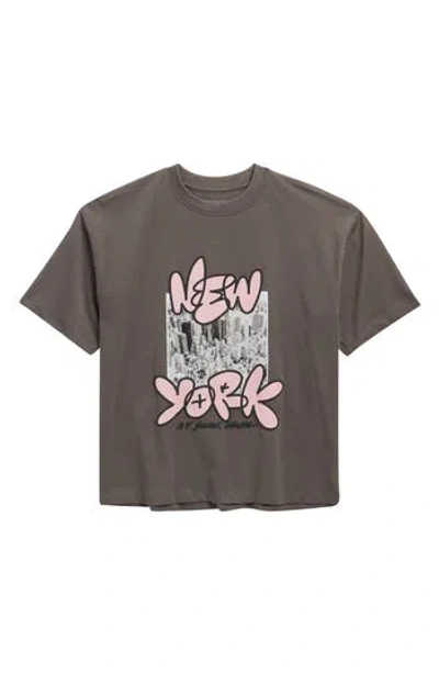 Denim And Flower Kids' New York Graphic T-shirt In Gray