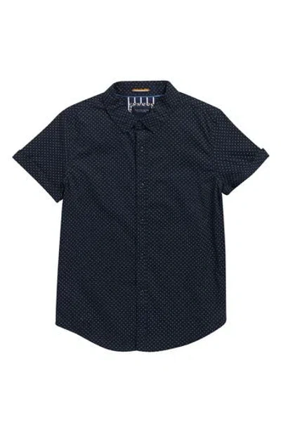 Denim And Flower Kids' Pin Dot Short Sleeve Button-up Shirt In Blue